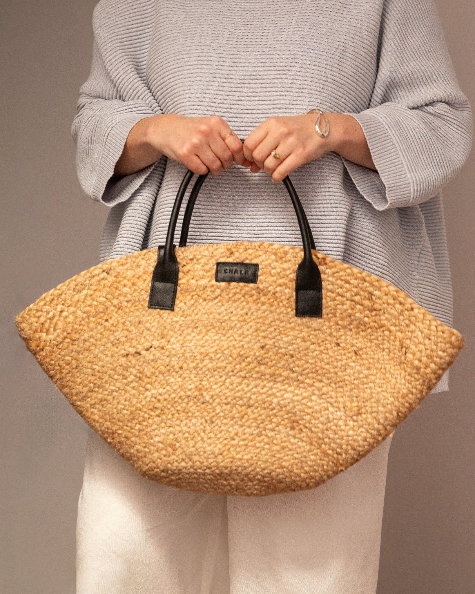 Bromley Jute Bag | Natural/Black - Image 3