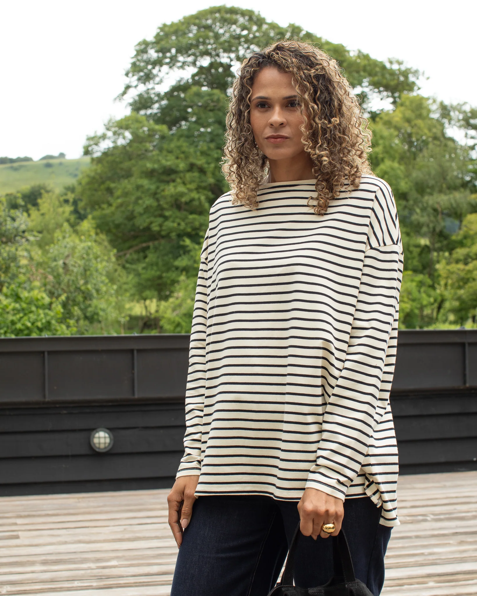 Bryony  Stripe Top | Black / Cream - Image 3