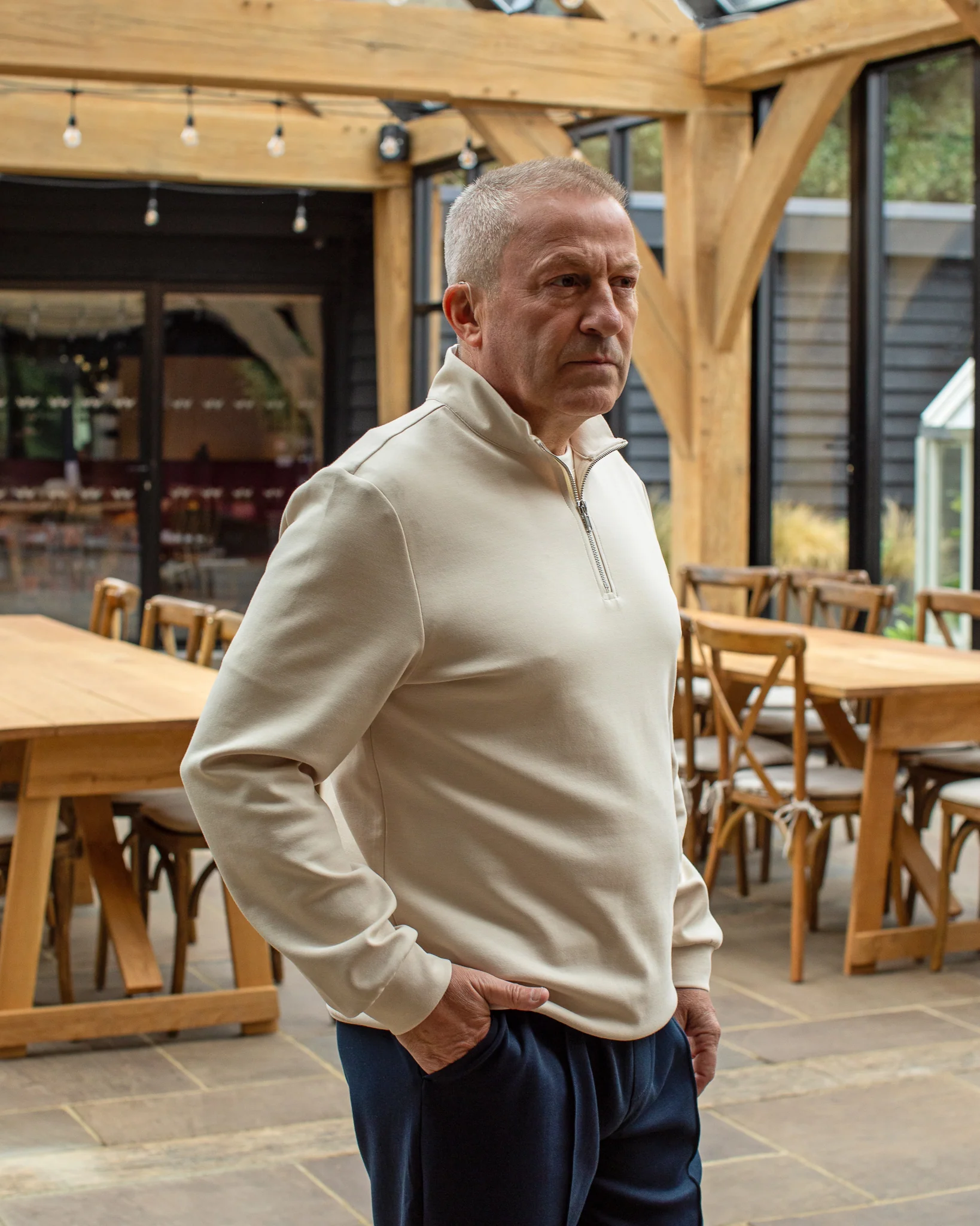 Connor Quarter Zip | Light Stone - Image 3