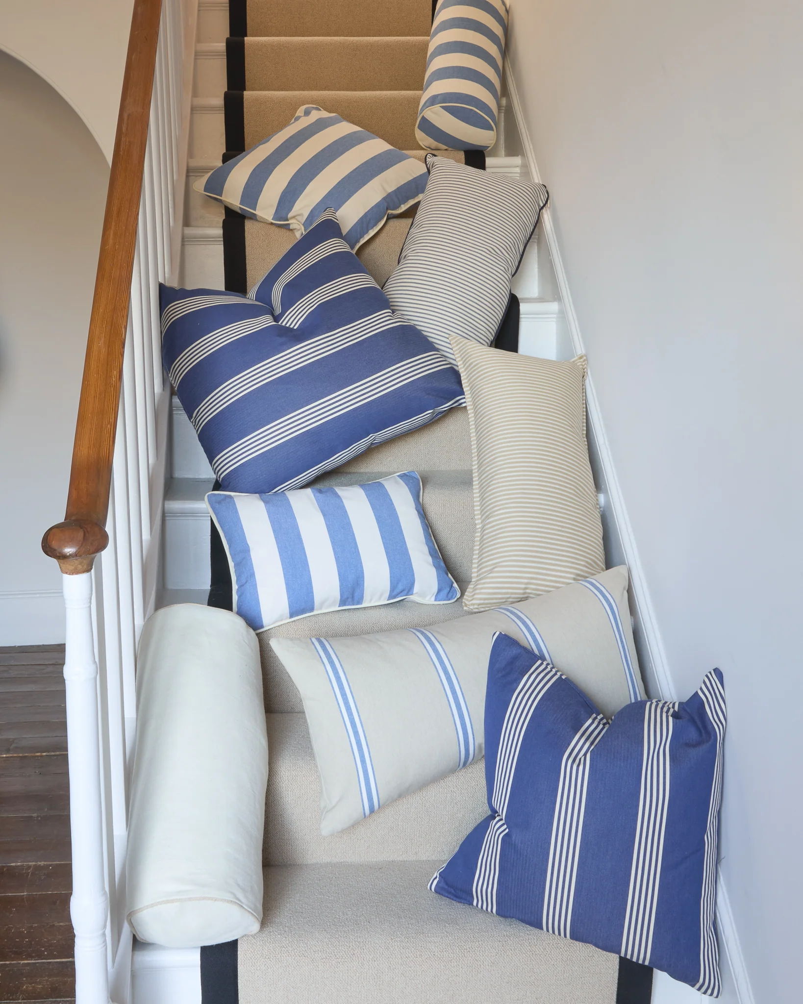 Jasper Square Cushion | Oxford Stripe | Denim Blue