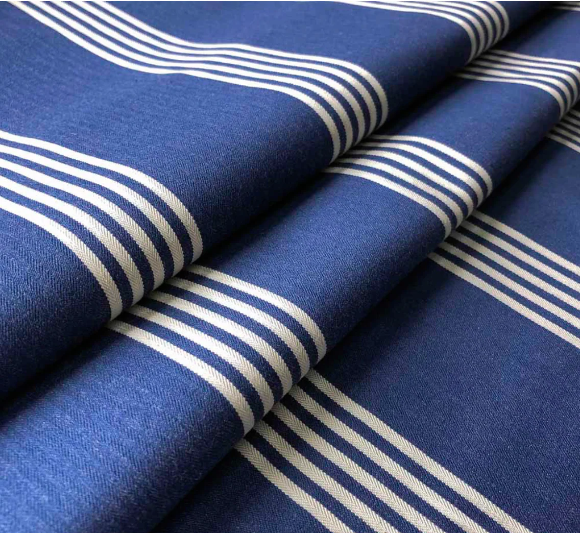 Jasper Square Cushion | Oxford Stripe | Denim Blue - Image 3